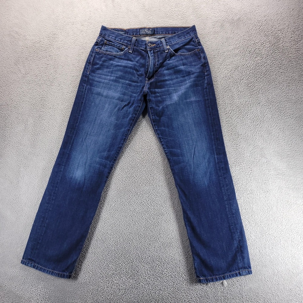 Lucky Brand Jeans Mens 32x30 Blue 221 Original Straight Faded Distressed Denim